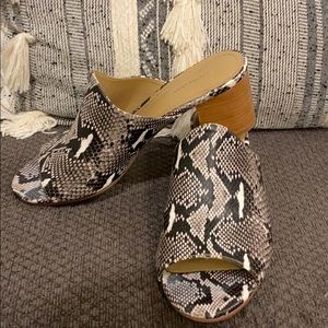 Snake skin block heels
